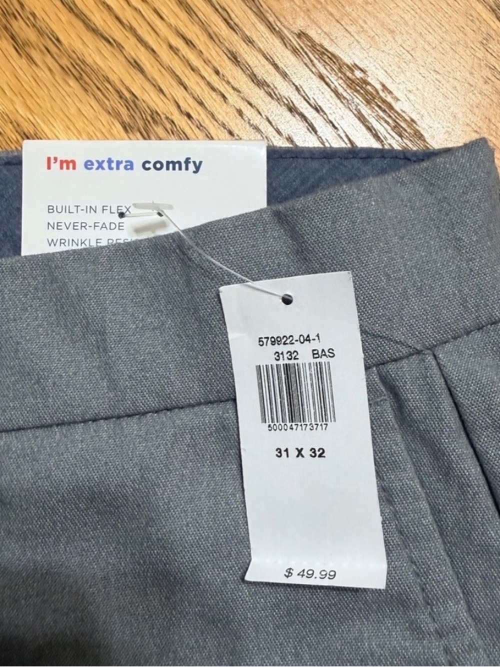 Mens Extra Comfy Gray Golf Pants - 31x32